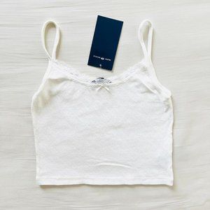 BNWT Brandy Melville/John Galt white lace heart skylar bow tank ♡ 16 x 13